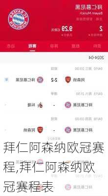 拜仁阿森纳欧冠赛程,拜仁阿森纳欧冠赛程表