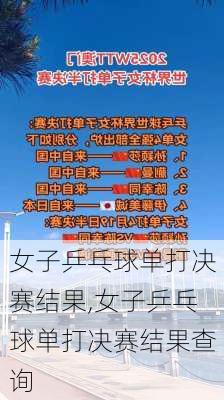 女子乒乓球单打决赛结果,女子乒乓球单打决赛结果查询