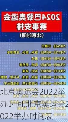 北京奥运会2022举办时间,北京奥运会2022举办时间表