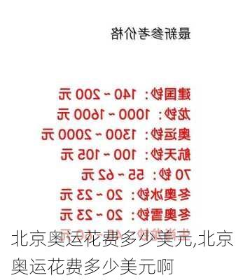 北京奥运花费多少美元,北京奥运花费多少美元啊