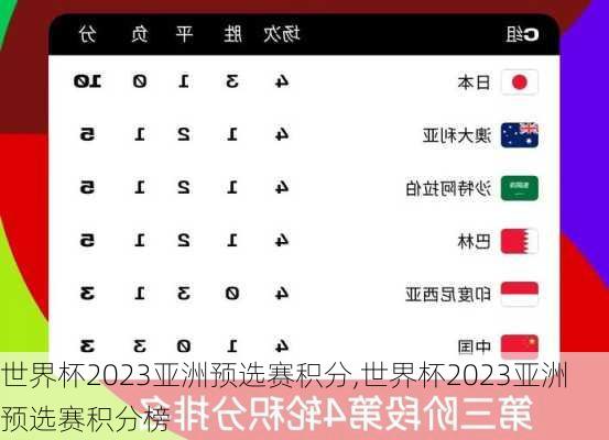 世界杯2023亚洲预选赛积分,世界杯2023亚洲预选赛积分榜
