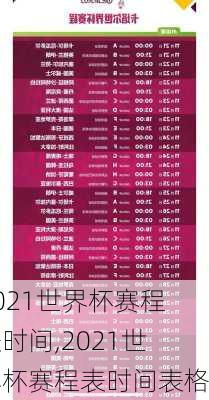 2021世界杯赛程表时间,2021世界杯赛程表时间表格