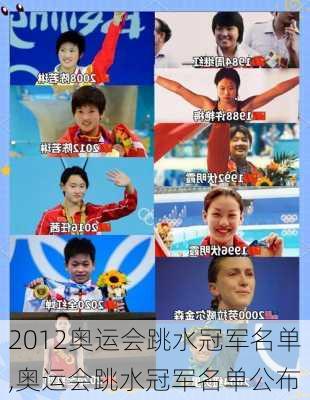 2012奥运会跳水冠军名单,奥运会跳水冠军名单公布