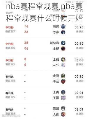 nba赛程常规赛,nba赛程常规赛什么时候开始