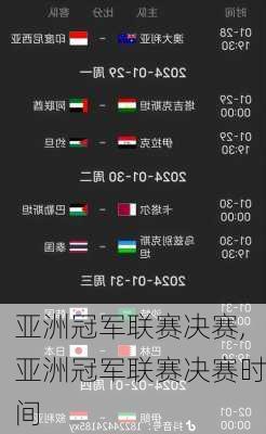 亚洲冠军联赛决赛,亚洲冠军联赛决赛时间