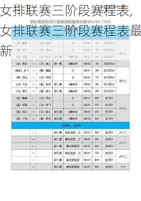 女排联赛三阶段赛程表,女排联赛三阶段赛程表最新