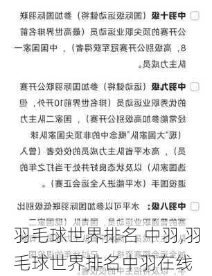 羽毛球世界排名 中羽,羽毛球世界排名中羽在线