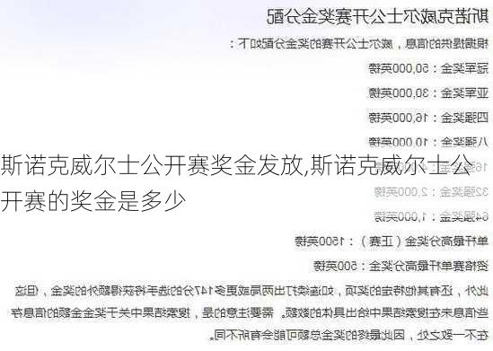 斯诺克威尔士公开赛奖金发放,斯诺克威尔士公开赛的奖金是多少