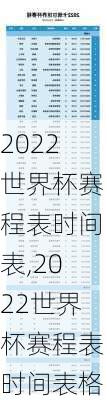 2022世界杯赛程表时间表,2022世界杯赛程表时间表格