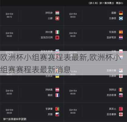 欧洲杯小组赛赛程表最新,欧洲杯小组赛赛程表最新消息