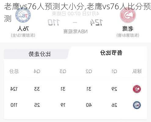 老鹰vs76人预测大小分,老鹰vs76人比分预测