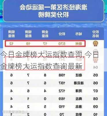 今日金牌榜大运指数查询,今日金牌榜大运指数查询最新