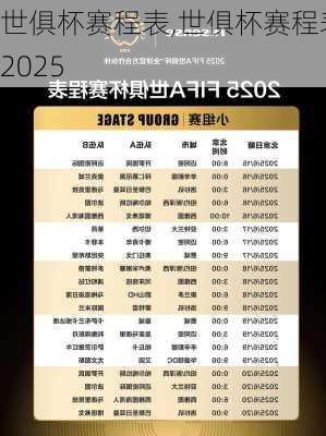 世俱杯赛程表,世俱杯赛程表2025
