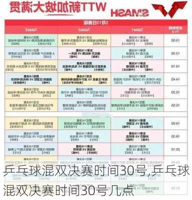 乒乓球混双决赛时间30号,乒乓球混双决赛时间30号几点