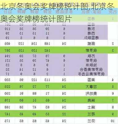 北京冬奥会奖牌榜统计图,北京冬奥会奖牌榜统计图片