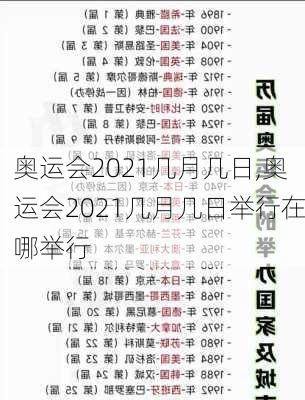 奥运会2021几月几日,奥运会2021几月几日举行在哪举行