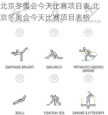 北京冬奥会今天比赛项目表,北京冬奥会今天比赛项目表格