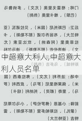 中超意大利人,中超意大利人员名单