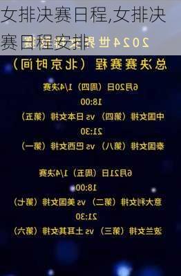 女排决赛日程,女排决赛日程安排