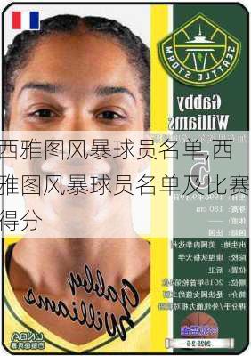 西雅图风暴球员名单,西雅图风暴球员名单及比赛得分